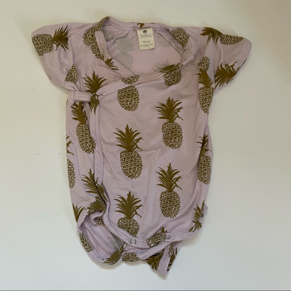 Kate Quinn pineapple onesie short sleeve purple gold
